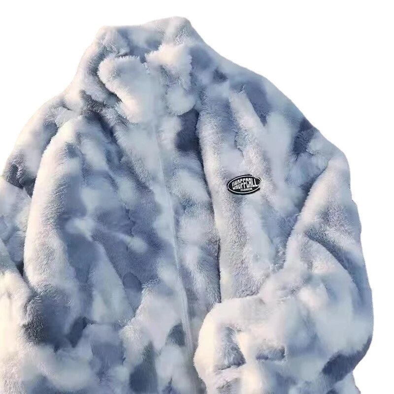Tie Dye Lambs Wool Men's Parkas Streetwear Autumn Winter Men Clothing Hip Hop P image 7