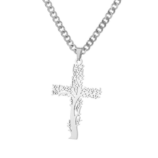 Zircon Cross Pendant Necklace for Women Gold Plated Stainless Steel Collar Neck image 0
