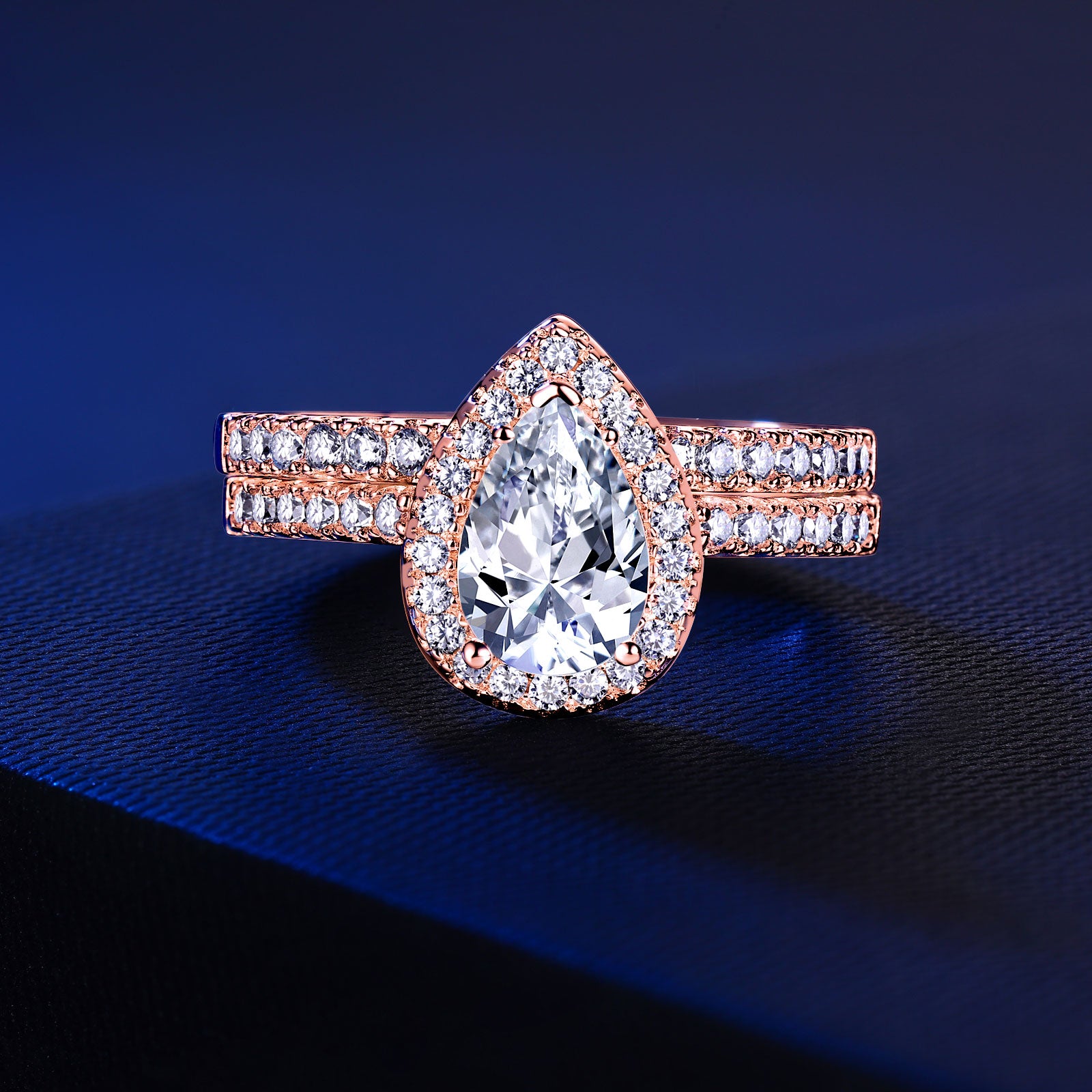 Newshe 2 Pieces Yellow Rose Gold Wedding Set Solid 925 Sterling Silver 3Ct image 4