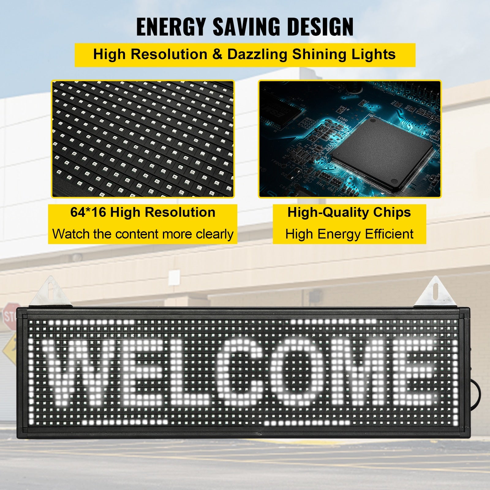VEVOR Wi-Fi LED Scrolling Sign 27 x 8 in White/Red P10 DIY Programmable Message image 3
