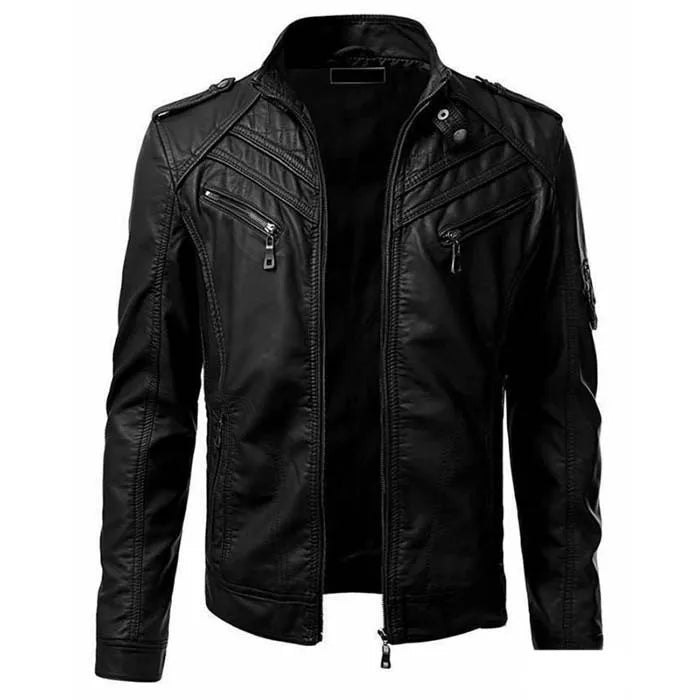 The new casual high-end fashion leather coat men sell European and American sol image 0