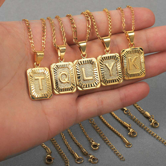 Trendy Gold Color  A-Z Letters Pendant Necklace For Women Men Name Choker Stain image 0