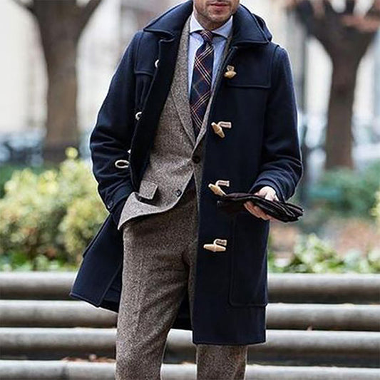 Men s Winter Duffle Coat Loose Fit Classic Wool Blend Long     Sleeve Hood Togg image 0