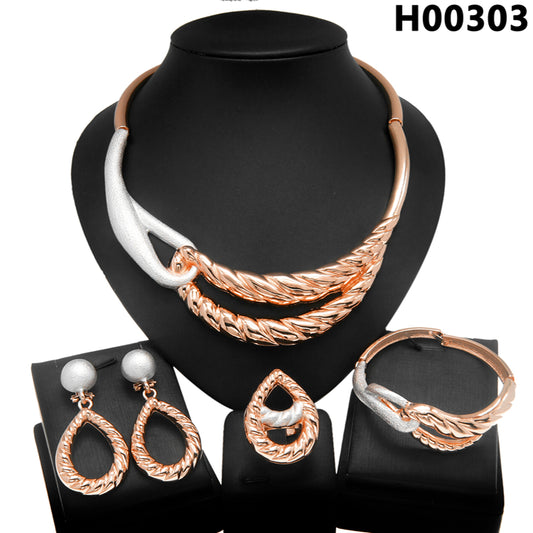 Latest Italian Plated Gold Ladies Necklace Jewelry Set Simple Style Gold Origin image 0