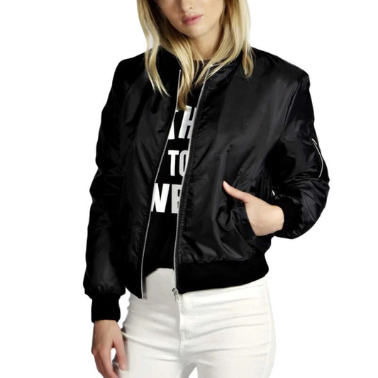 Spring Autumn Women Thin Jackets Tops Basic Bomber Jacket Long Sleeve Coat Casu image 0