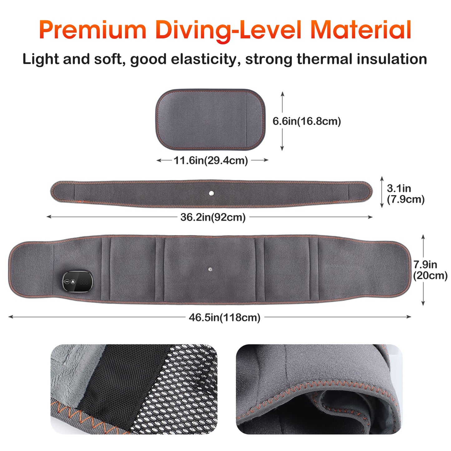 Electric Heating Belt Waist Massager Vibration Red Light Hot Compress Physiothe image 5