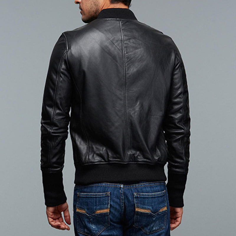 Genuine 2020 Flight Aviation Bomber Men Casual Black Real Leather Aviator Jacke image 0