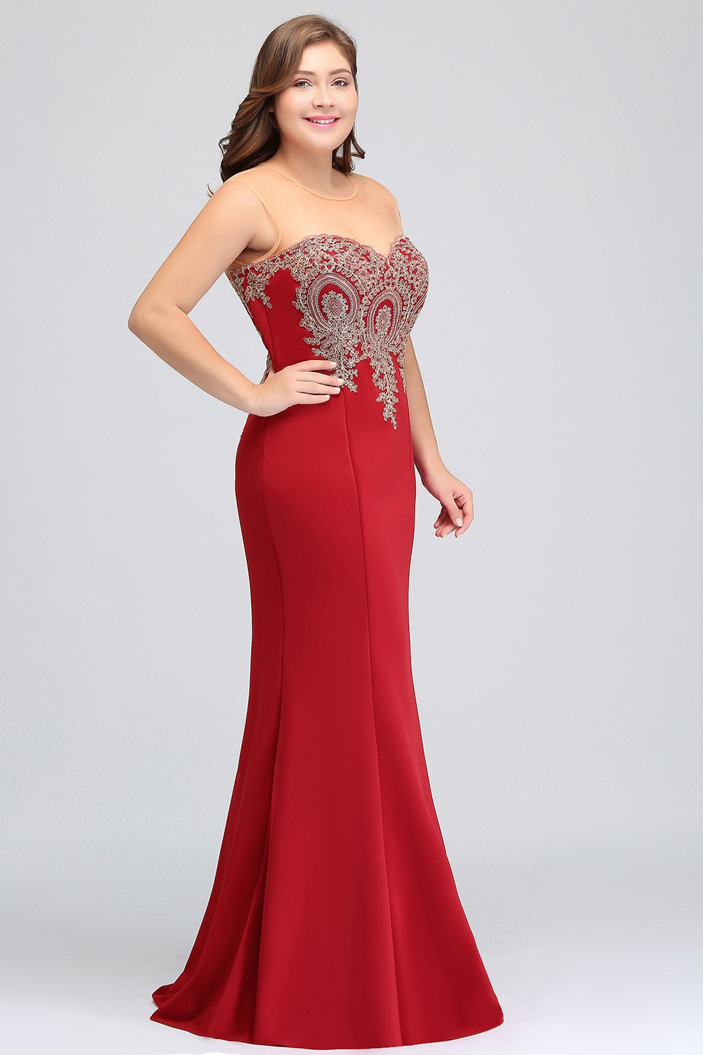 BABYONLINE Elegant Bridesmaid Dresses Maxi Floor Length Mermaid Gowns Gold Appq image 9