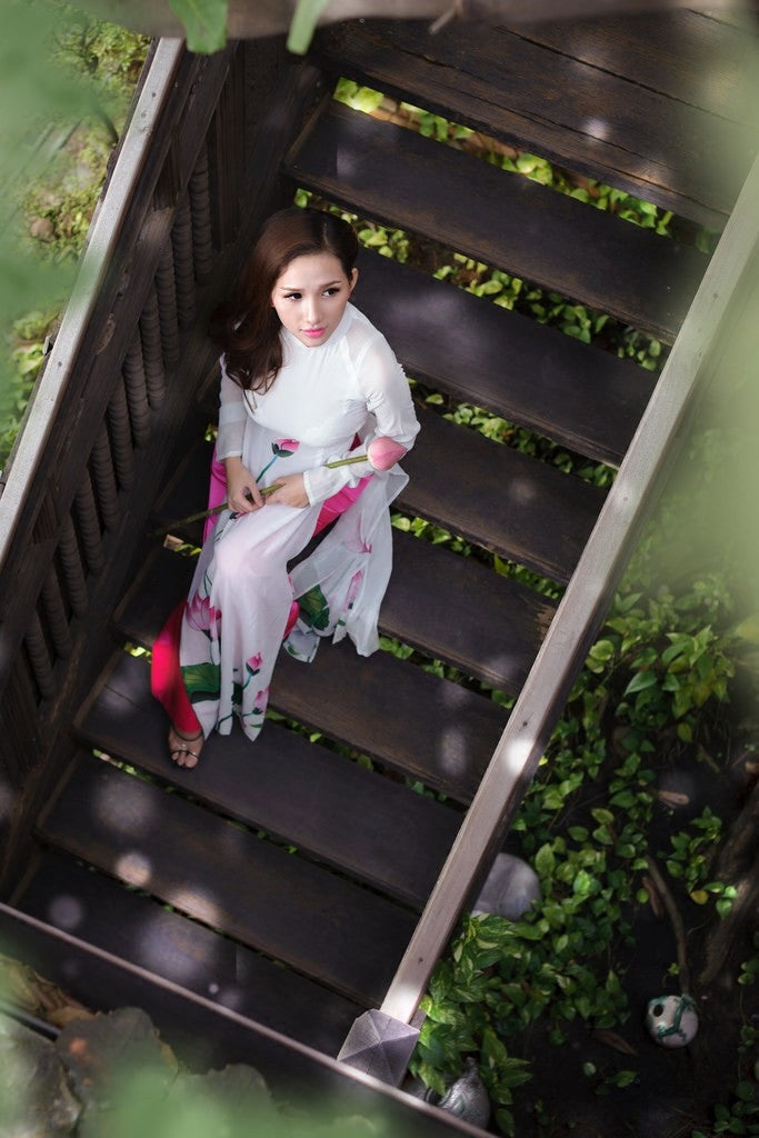 tailored lotus aodai vietnam clothing cheongsam aodai vietnam dress vietnamese  image 3