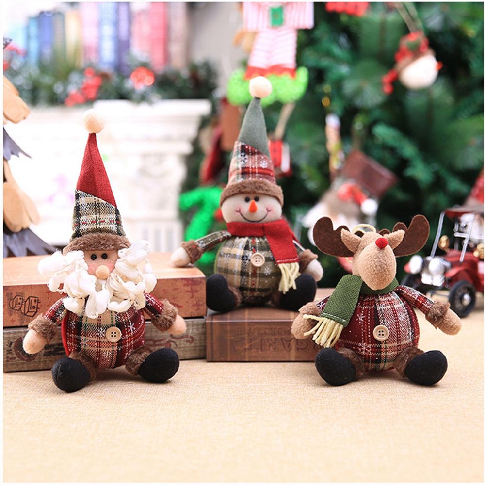 Christmas Dolls Tree Decor New Year Ornament Reindeer Snowman Santa Claus Stand image 17
