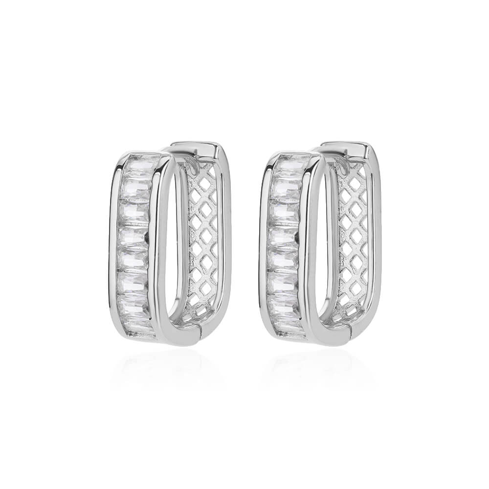 U-shaped Zircon Earrings for Women Gold Color Stainless Steel Earrings 2023 Tre image 4