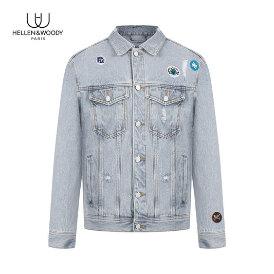 Hellen&Woody Men Clothing Spring and Autumn New  Denim Jacket Fashion Casual Sl image 0