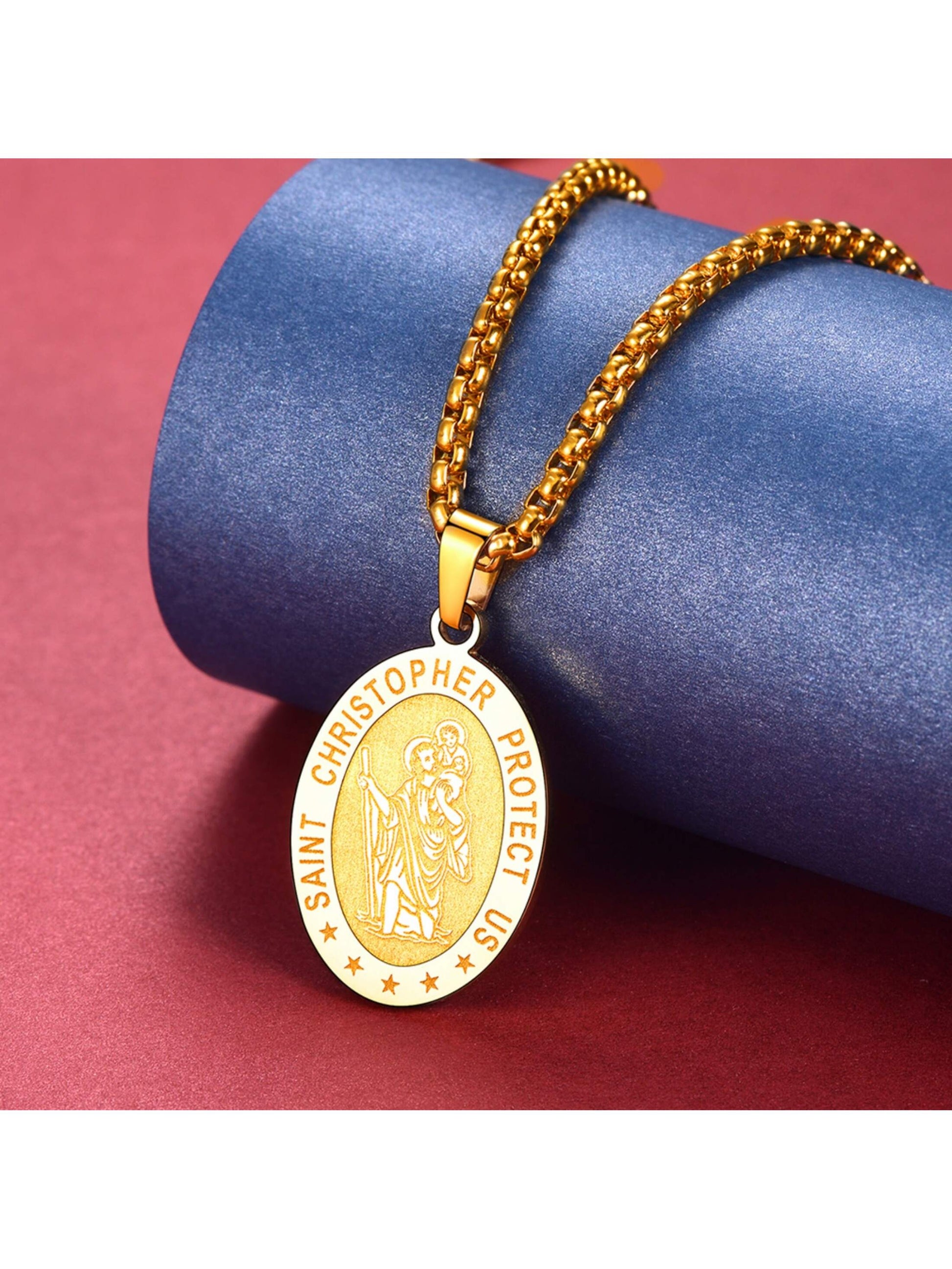FaithHeart Saint Christopher Necklace for Men Women Stainless Steel/Gold/Black  image 1