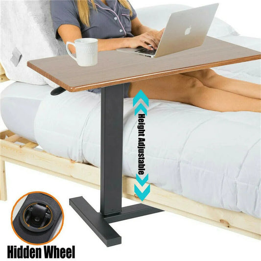 Large Rolling Overbed Laptop Desk Height Adjustable Table Stand for Hospital US image 0