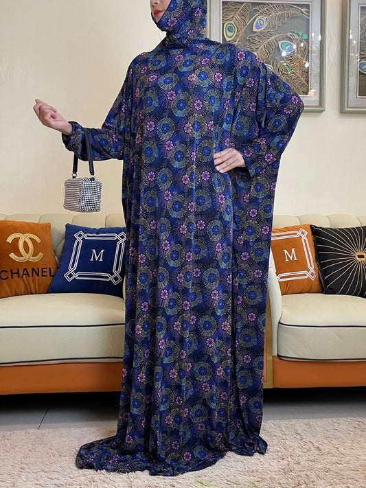 2022 Muslim Womens Hooded Abaya Turkey-African Prayer Garment Kaftan Dress With image 0