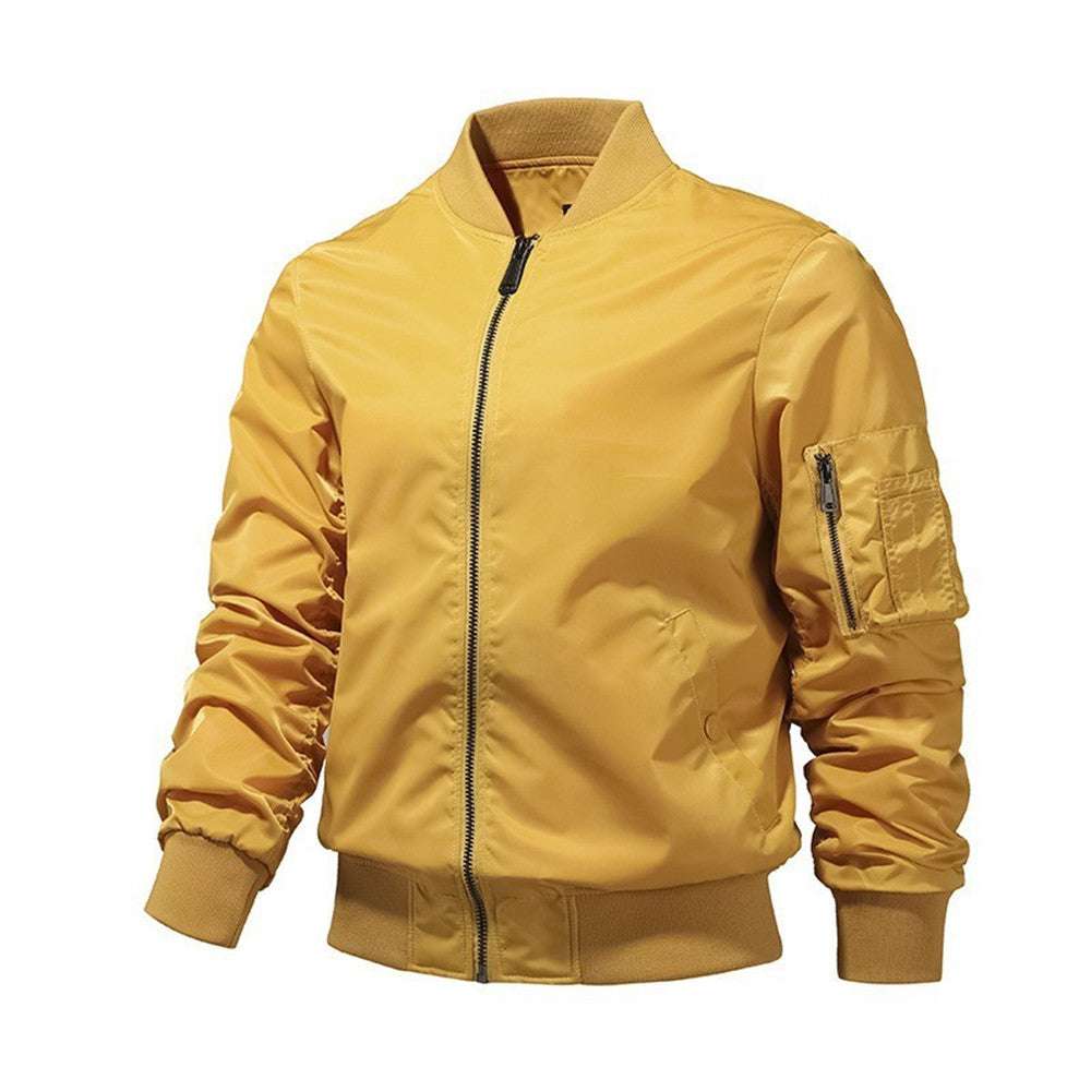 2024 Spring Summer Bomber Jacket Men Solid Color Fashion Aviator Baseball Jacke image 0