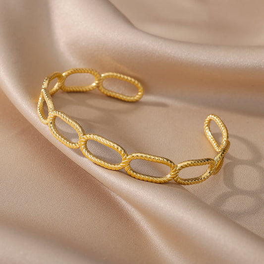 Vintage Punk Round Sun Bangles Bracelet for Women Gold Color Opening image 0