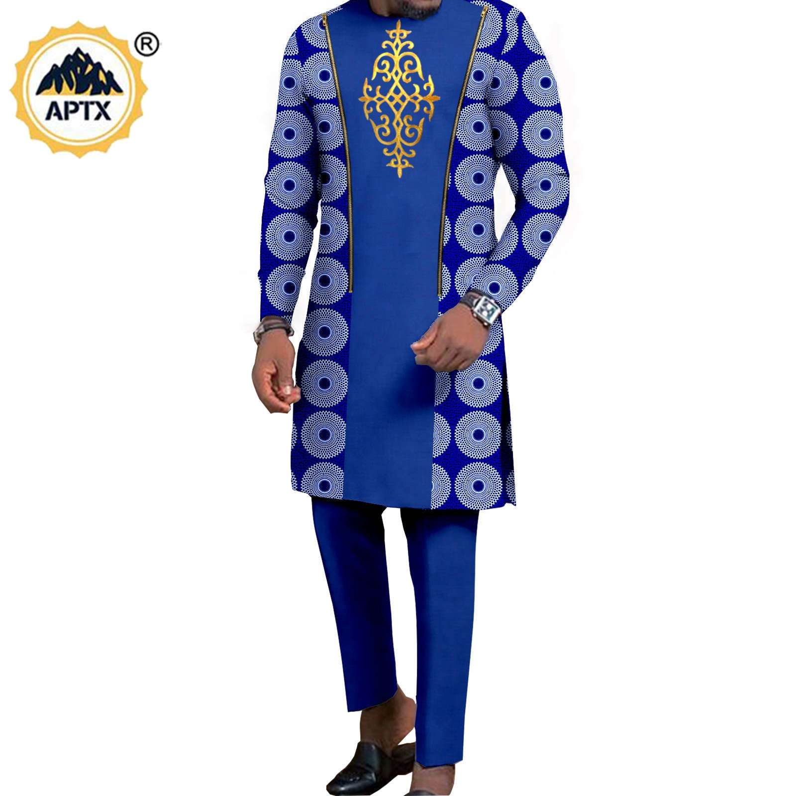 Dashiki African Women Mermaid Dresses Matching Men Outfits Pant Sets Bazin Rich image 0