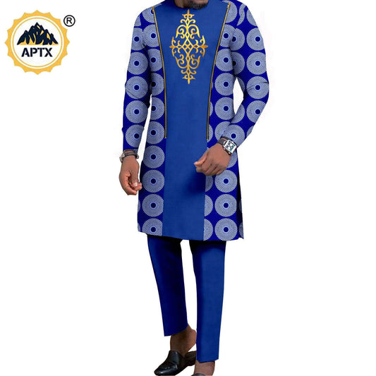 Dashiki African Women Mermaid Dresses Matching Men Outfits Pant Sets Bazin Rich image 0