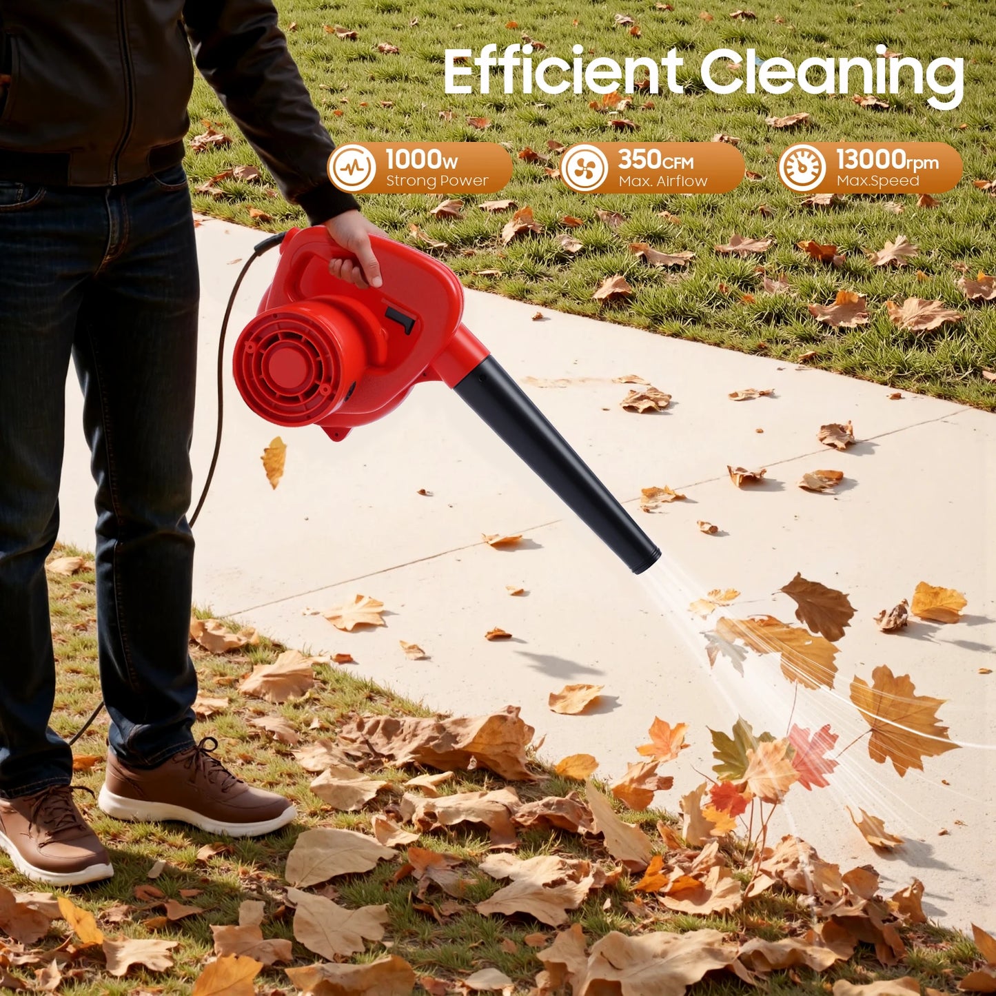 1000W 110V Electric Leaf Blower, Portable Electric Air Blower, Handheld Blower  image 3