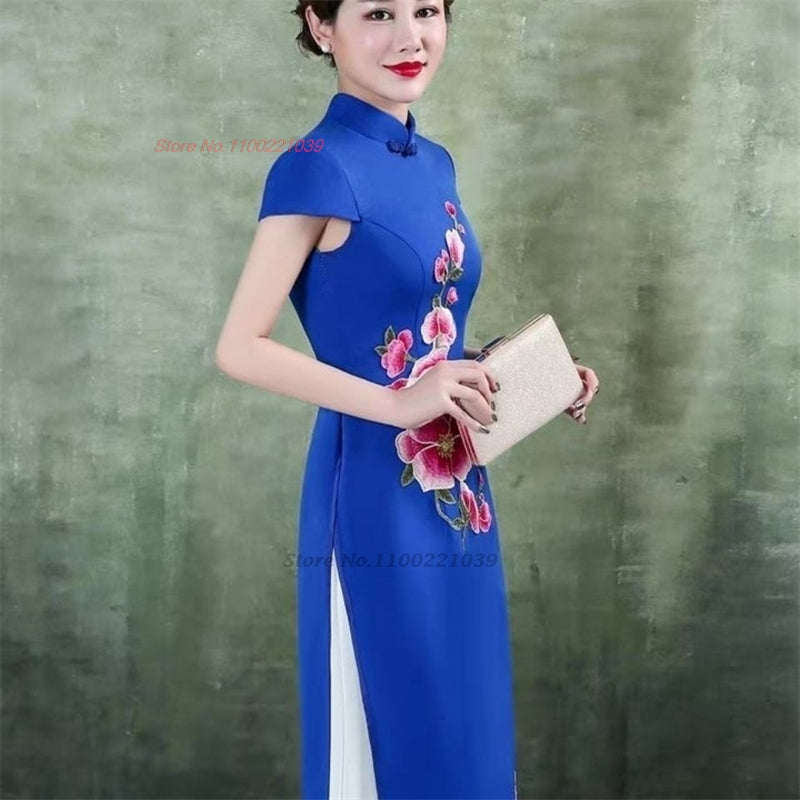2024 vietnam aodai dress traditional chinese vintage qipao dress national flowe image 4