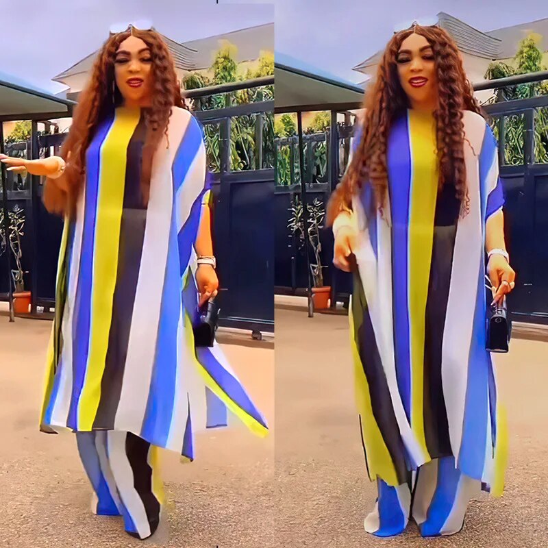 Plus Size Spring Autumn 2 Piece African Chiffon Clothes For Women Summer Party image 4