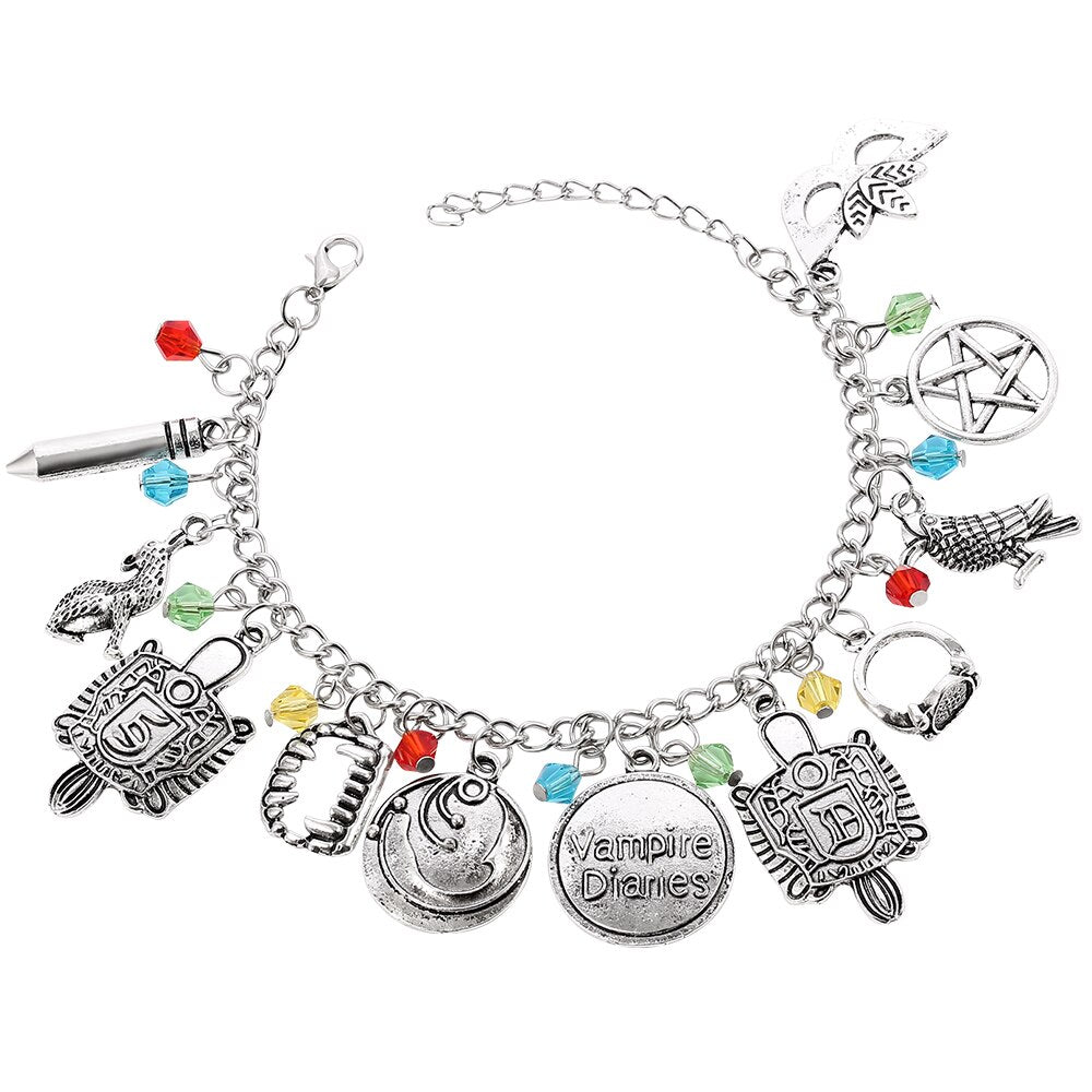 TV The Vampire Diaries Pendants Bangle Bracelet Mask Pentagram Link Chain image 1