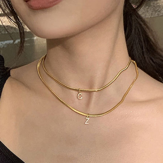 Custom Personalized diy Initial Letter Name Necklace for Women Gold color Penda image 0