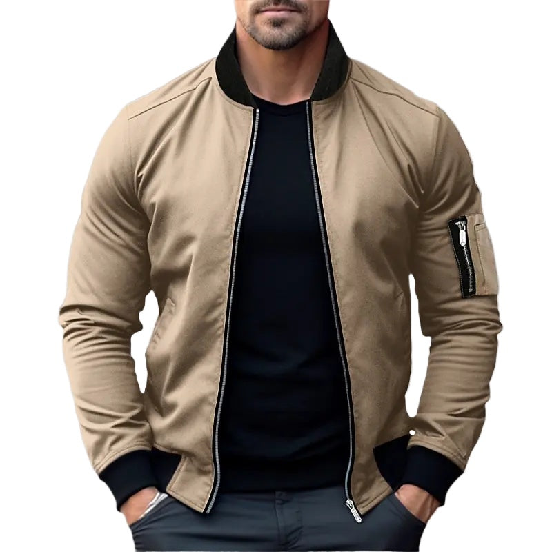 New Sweatwear Men Solid Color Jacket Bomber Coat Business Male Coats Windbreake image 5