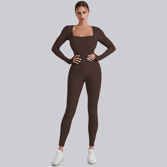 Oulylan Tracksuit Jumpsuit Gym Workout Yoga Clothes Fitness Long Sleeved One Pi image 0