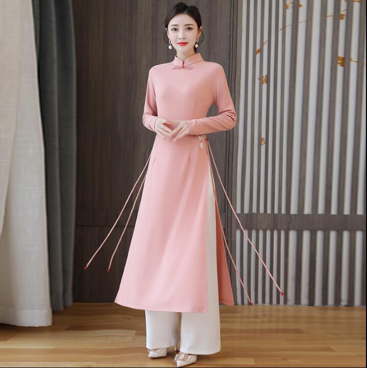 Spring New style Traditional Vietnamese Ao Dai Women dress Cheongsam Chipao Wit image 0