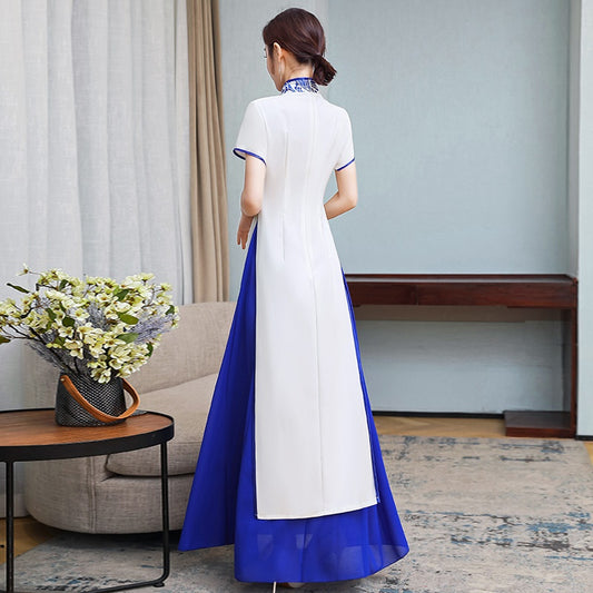 Ao Dai Dress 2020 Summer New Vietnam Dress Women Elegant Cheongsam Folk Chinese image 0