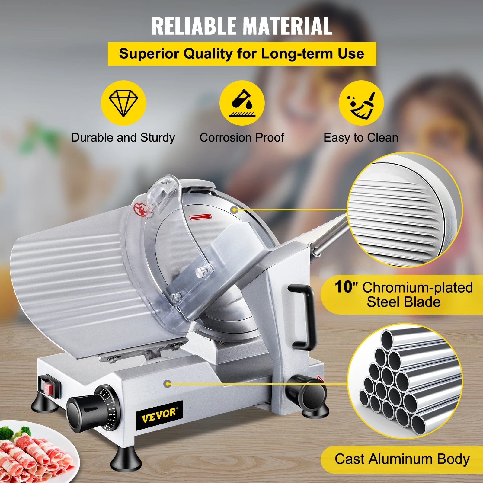 VEVOR 10 Inch Blade Electric Food Slicer Cutter Grinder Meat Slicer Machine for image 3