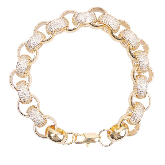 12MM Circle Cuban Link Bracelet Hip Hop Jewelry Gold Plated Copper Material image 0