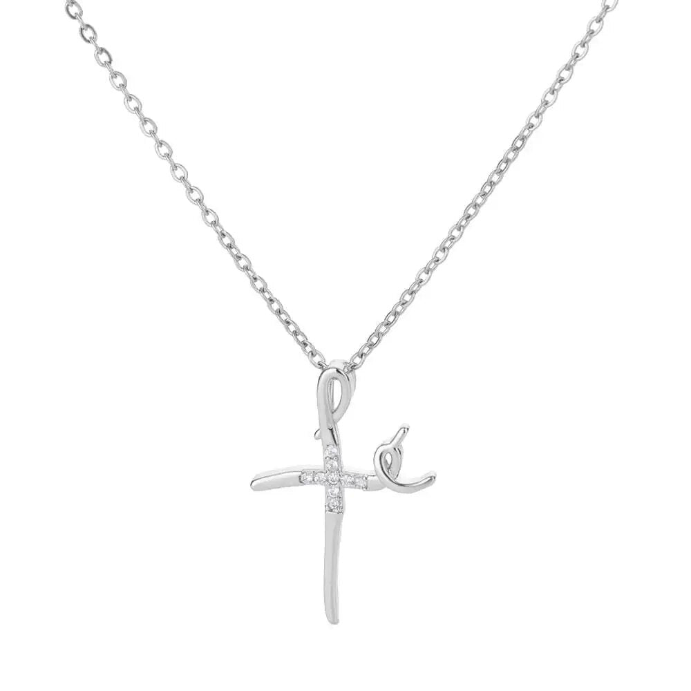 Zircon Cross Pendant Necklace for Women Gold Plated Stainless Steel Collar Neck image 3