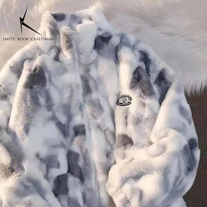 Tie Dye Lambs Wool Men's Parkas Streetwear Autumn Winter Men Clothing Hip Hop P image 1