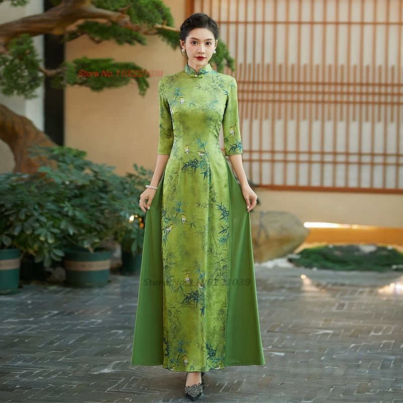 2024 vietnam aodai dress improved cheongsam vietnam traditional dress national  image 1