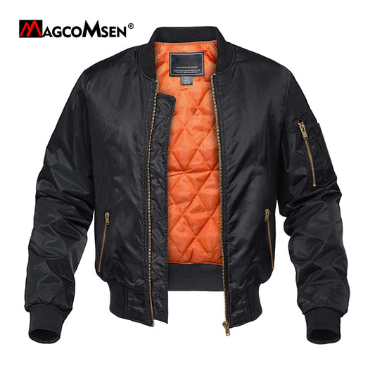 MAGCOMSEN Men's Aviator Jackets Thick Warm Orange Lining Bomber Jackets Fall Wi image 0
