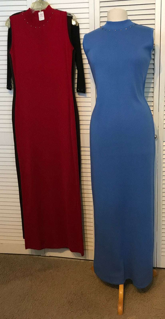 Aurora Women Dress Knit Blue Round-Collar Sleeveless Size S