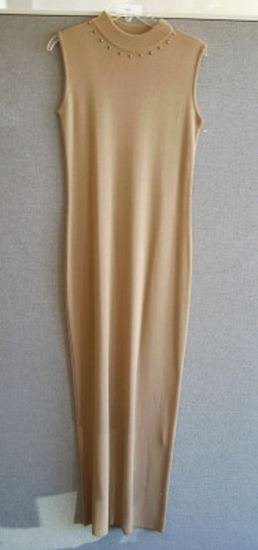 Vestido Aurora para mujer, tejido marrón oscuro, sin mangas, largo completo, talla XL