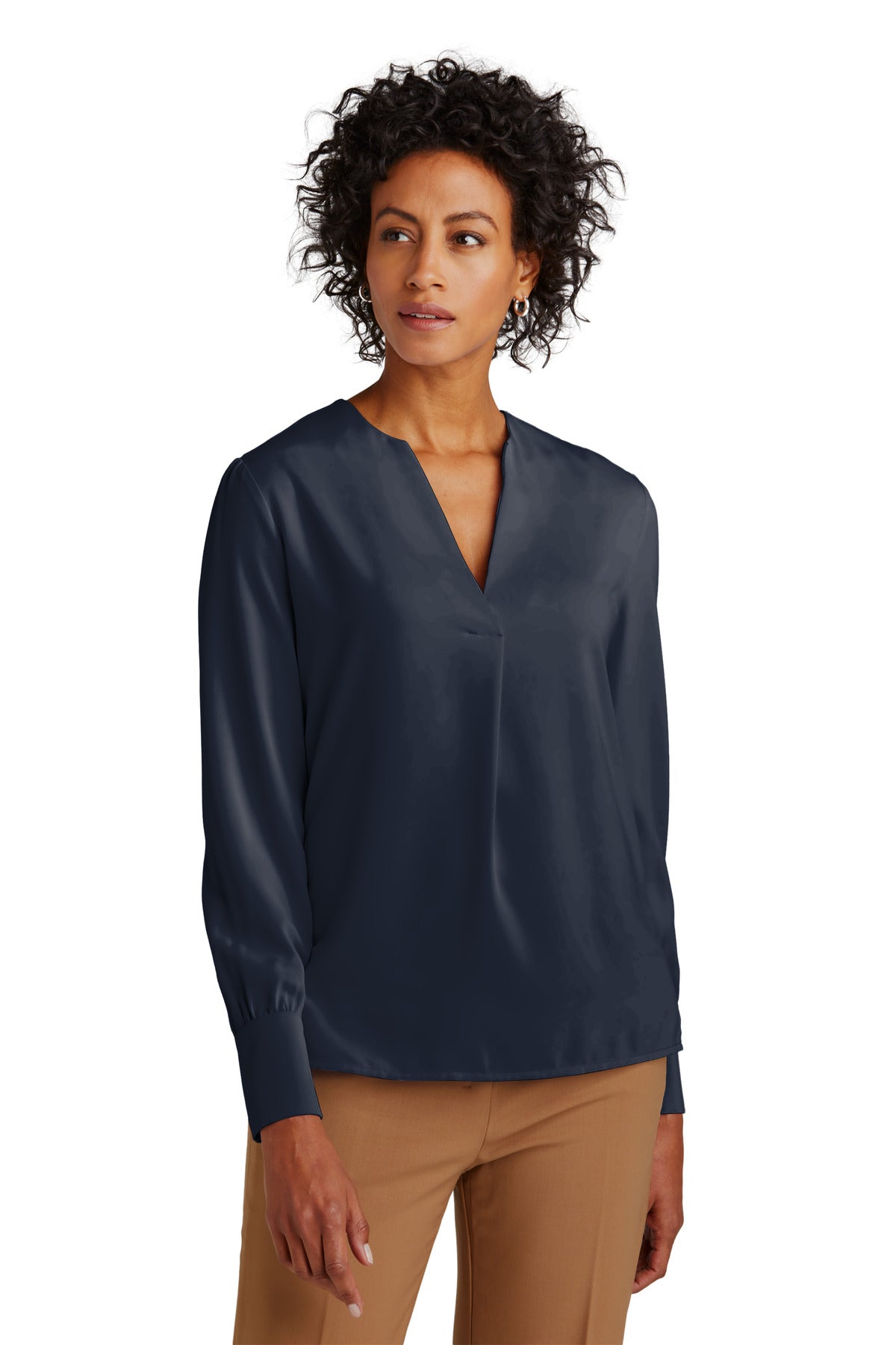 Brooks BrothersÂ® Women's Open-Neck Satin Blouse BB18009