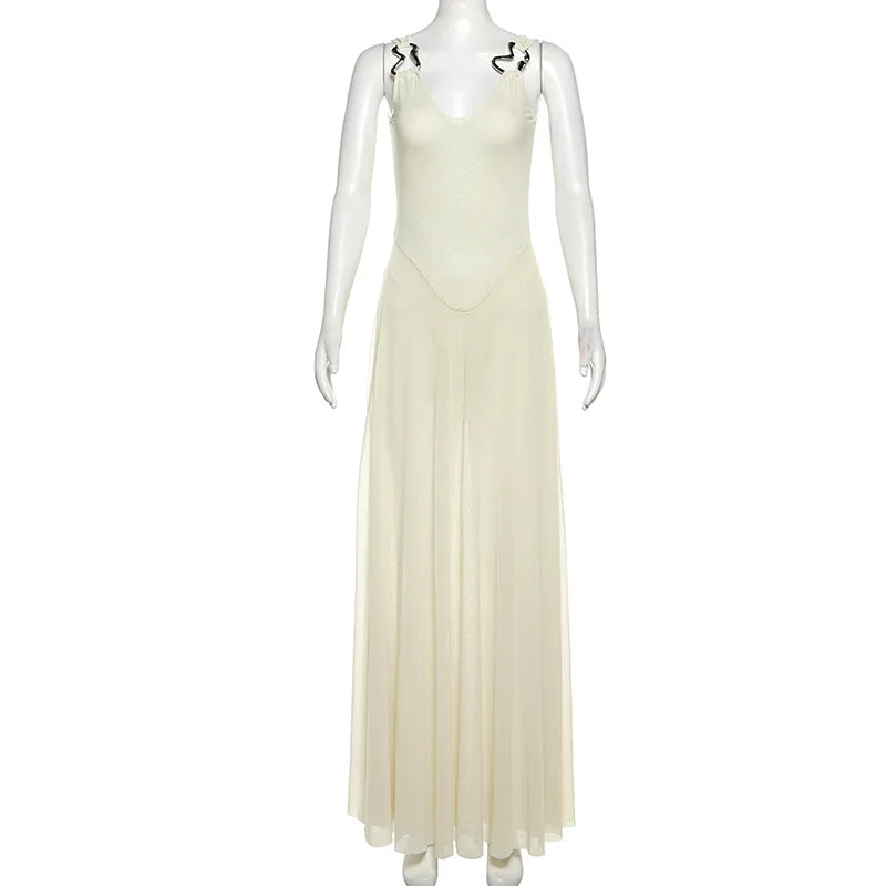 Nuevo producto, vestido largo con cuello en V y hebilla elegante, tendencia de verano, para cumpleaños, bodas y fiestas.