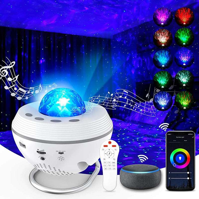 New WiFi Tuya Smart LED Star Galaxy Projector Ocean Wave Starry Sky Night Light Nebula Atmospher Lamp Blueteeth USB Music Player