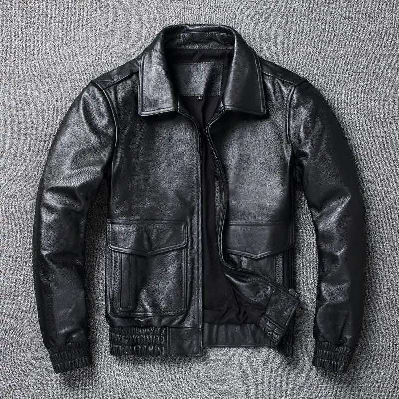 COPERSIAN Nueva chaqueta de cuero de invierno para hombre, talla grande 8XL, abrigo clásico de piel de vaca A2, chaqueta de cuero genuino de calidad