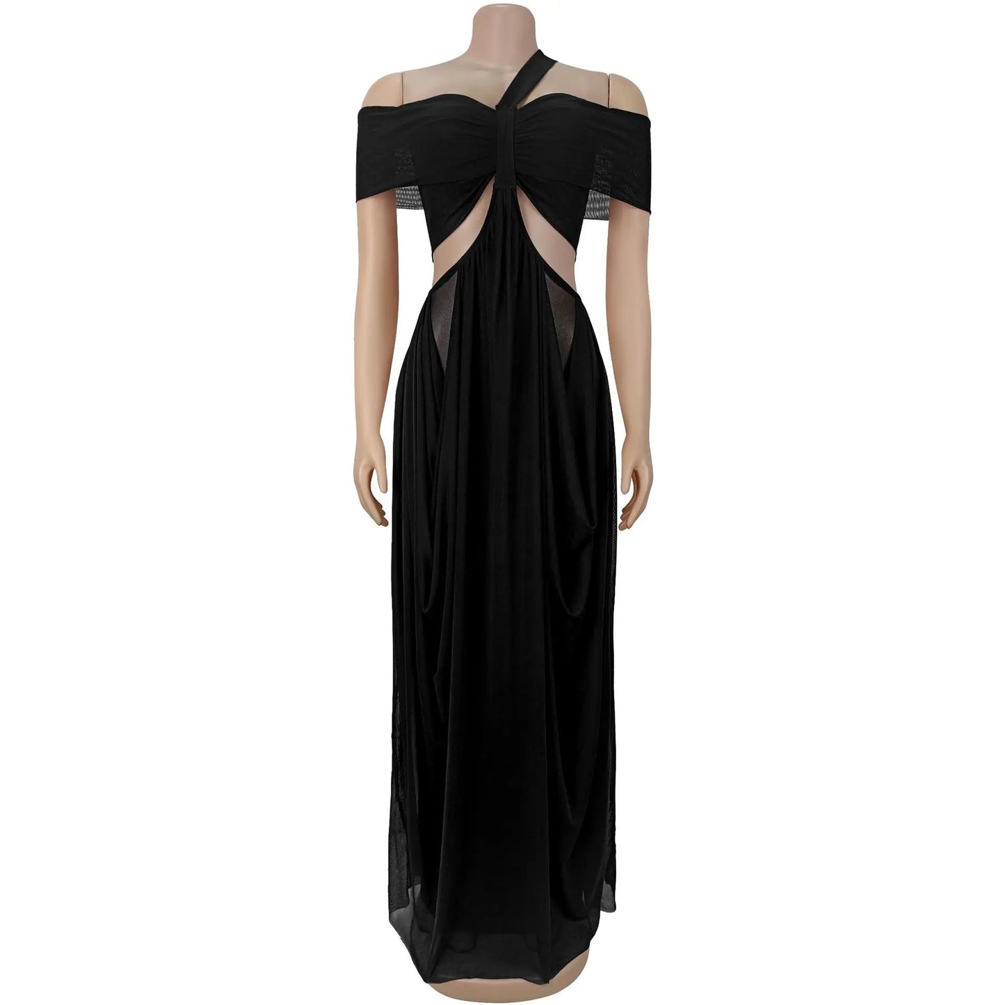 Venta al por mayor, novedades, vestido sexy transparente sin espalda de color sólido sin mangas para mujer