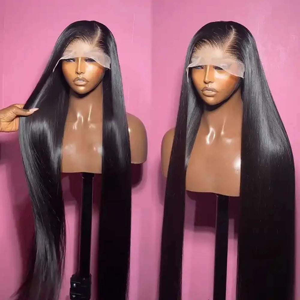 Peluca de cabello humano HD de 13x6 con encaje frontal, natural, liso y sin procesar, para mujeres negras.