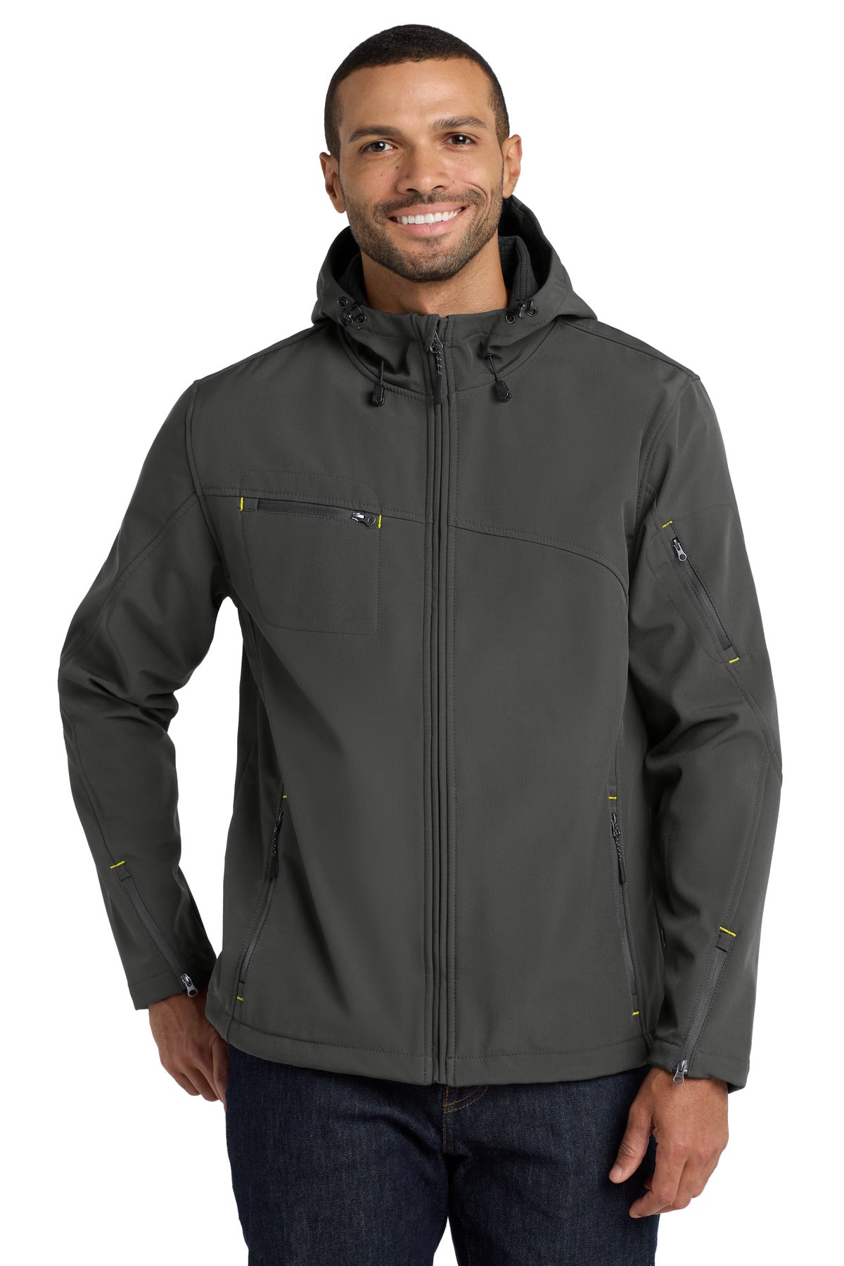 Port AuthorityÂ® Textured Hooded Soft Shell Jacket. J706