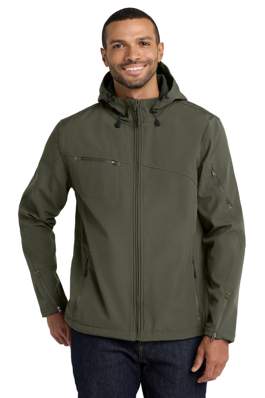Port AuthorityÂ® Textured Hooded Soft Shell Jacket. J706
