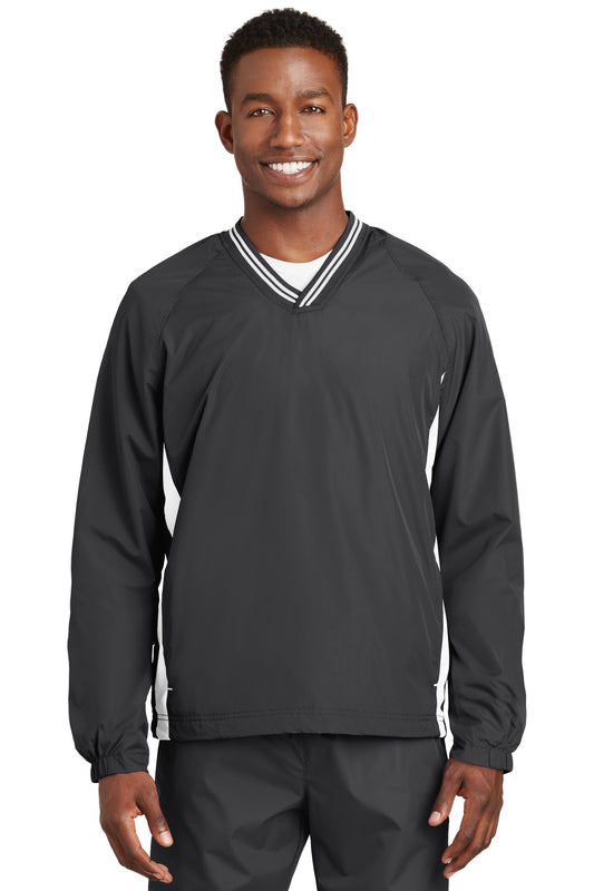 Sport-TekÂ® Tipped V-Neck Raglan Wind Shirt. JST62