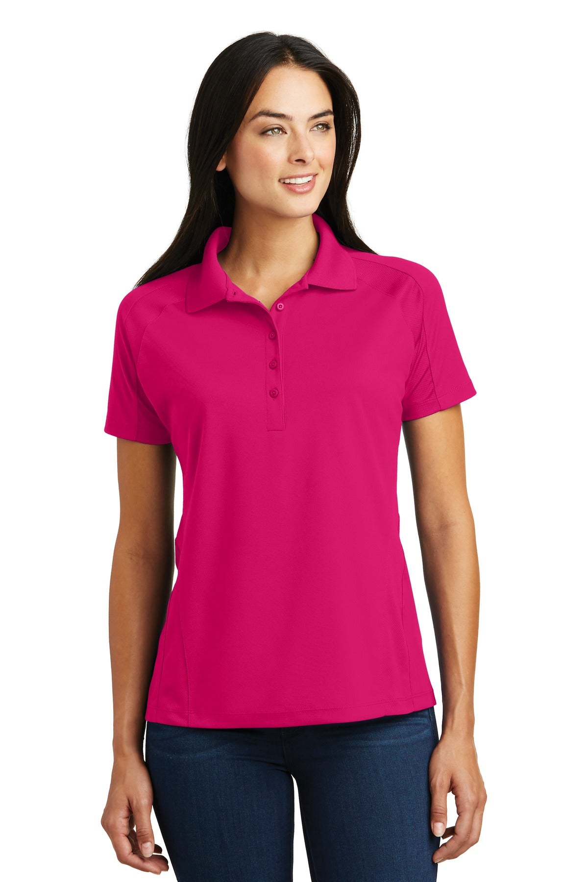 Sport-TekÂ® Women's Dri-MeshÂ® Pro Polo. L474